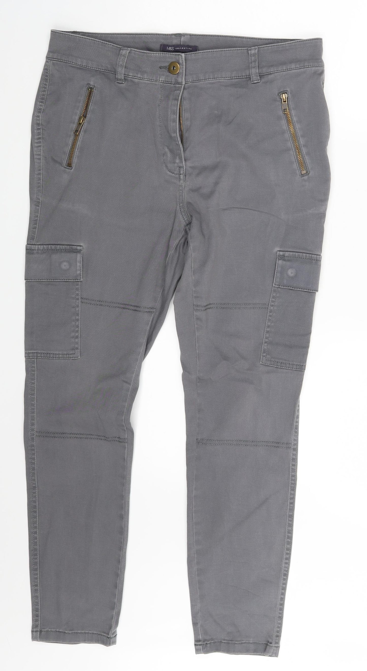 M&S Womens Grey   Trousers  Size 14 L26 in