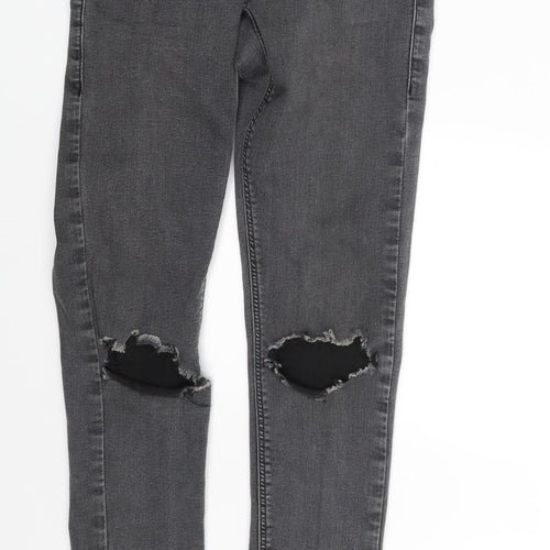 Topshop Womens Grey  Denim Skinny Jeans One Size L34 in