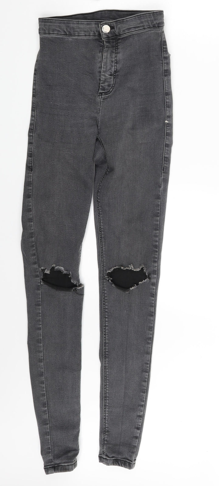 Topshop Womens Grey Denim Skinny Jeans One Size L34 in