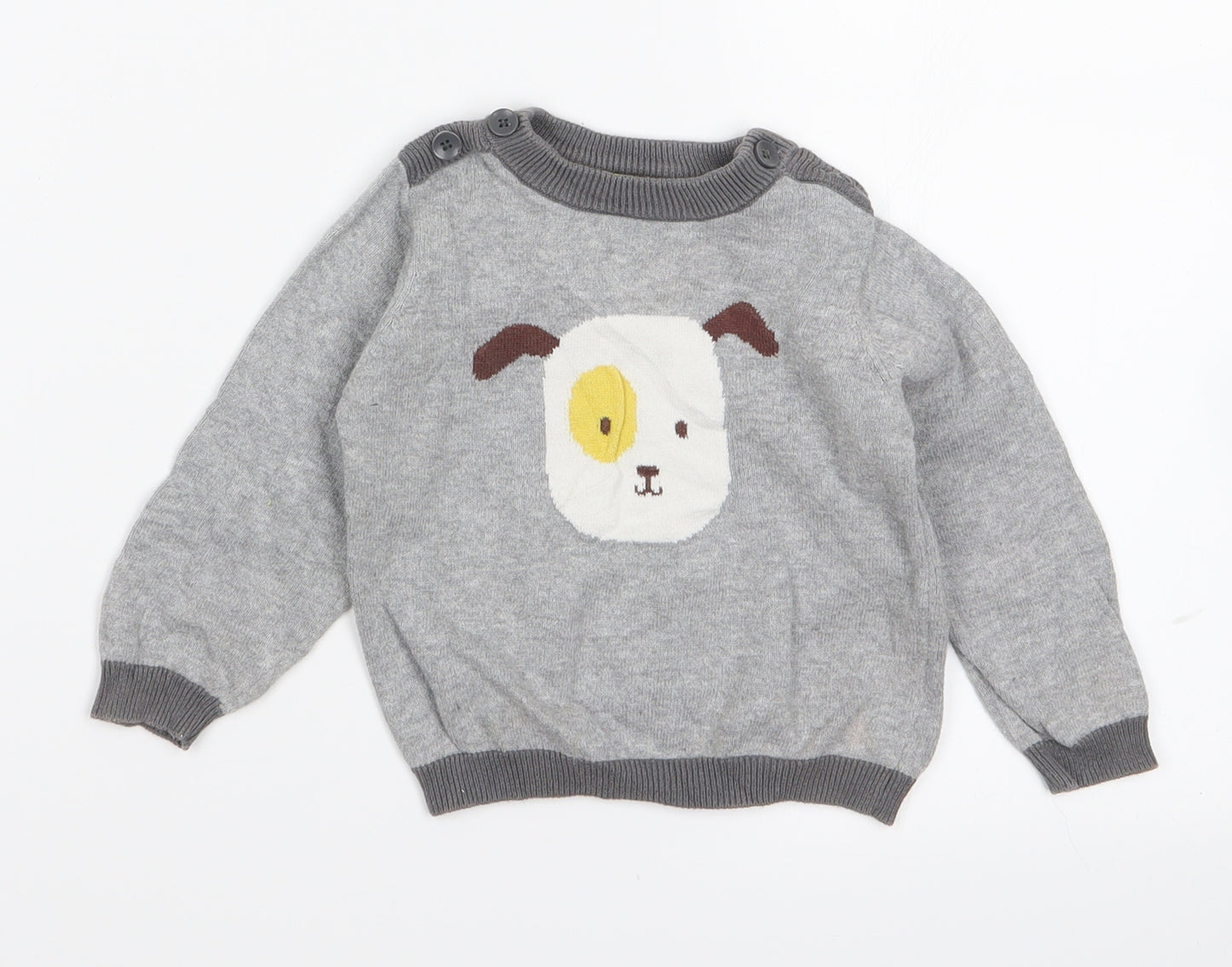 Nutmeg Boys Grey  Knit Pullover Jumper Size 9-12 Months