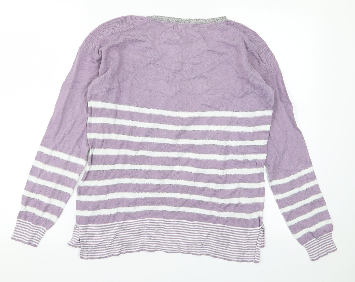 NEXT Womens Purple Striped Knit Pullover Jumper Size 10