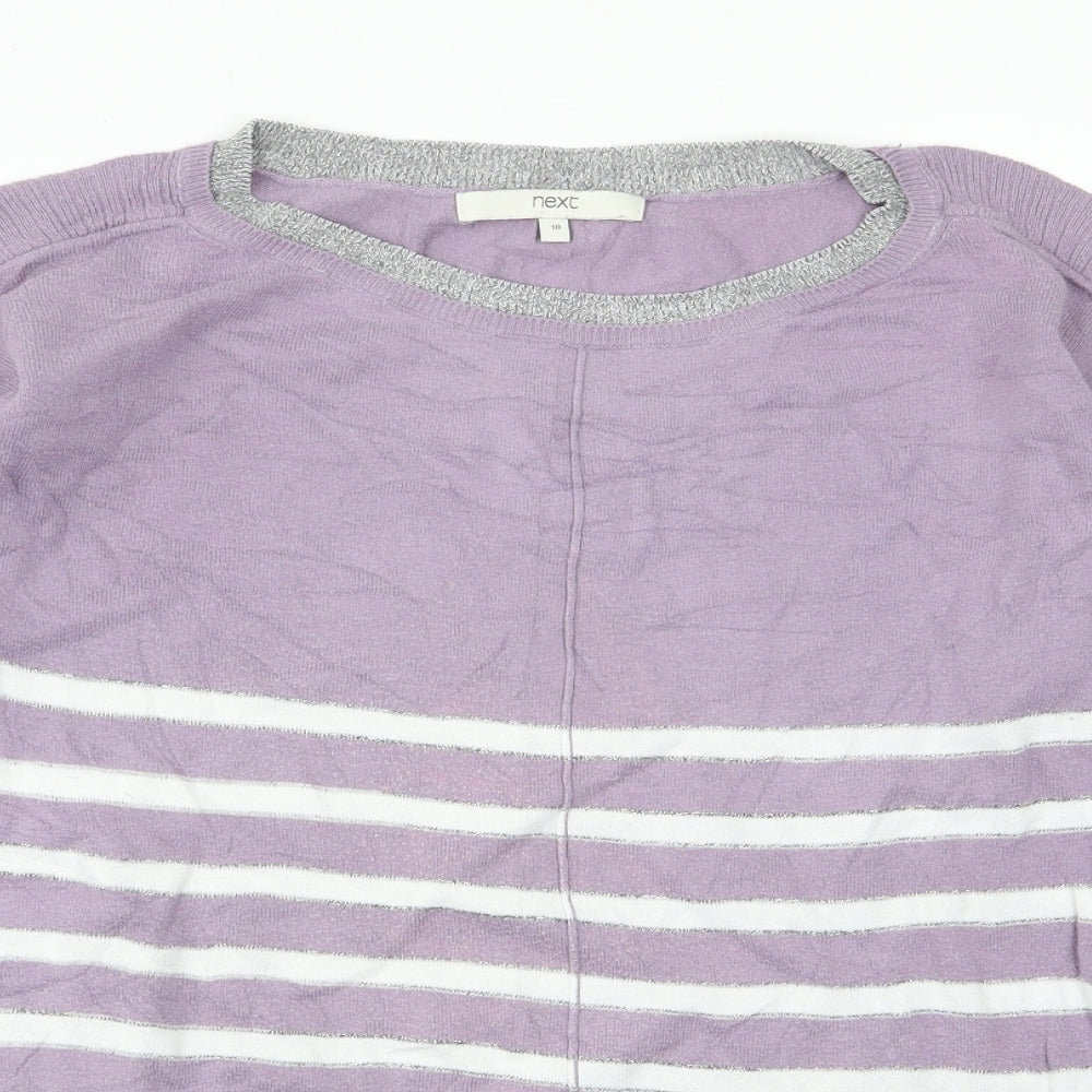NEXT Womens Purple Striped Knit Pullover Jumper Size 10