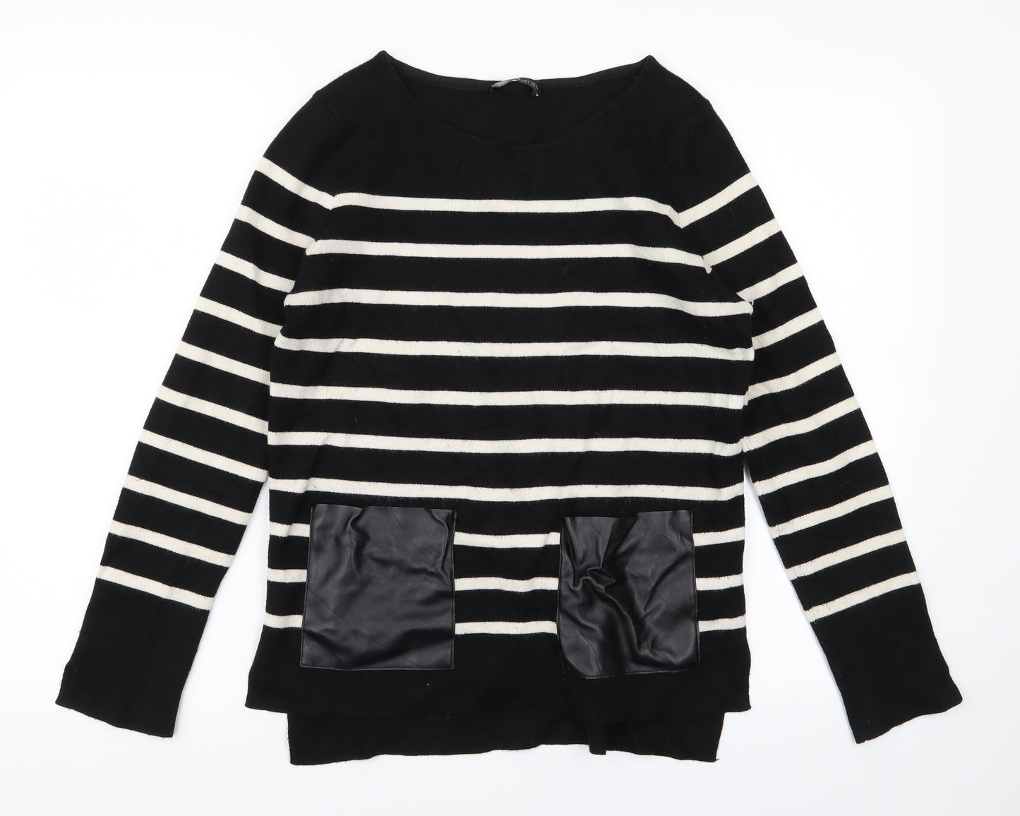 Zara Womens Black Striped  Pullover Jumper Size M