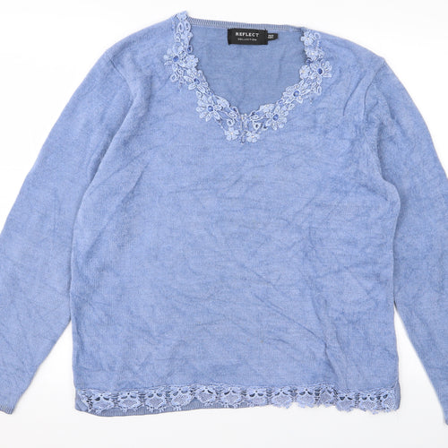 Reflect Womens Blue  Knit Pullover Jumper Size M