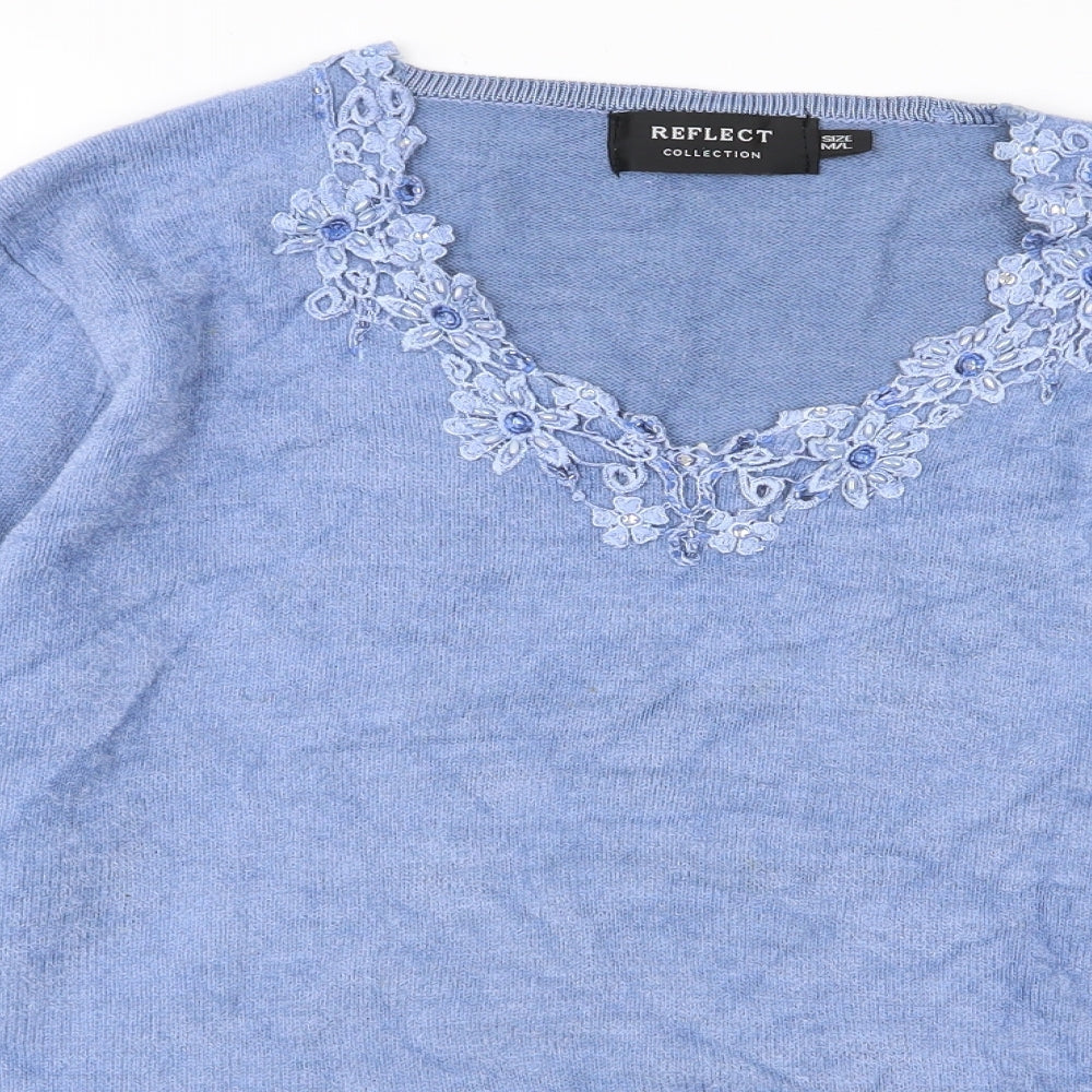 Reflect Womens Blue  Knit Pullover Jumper Size M