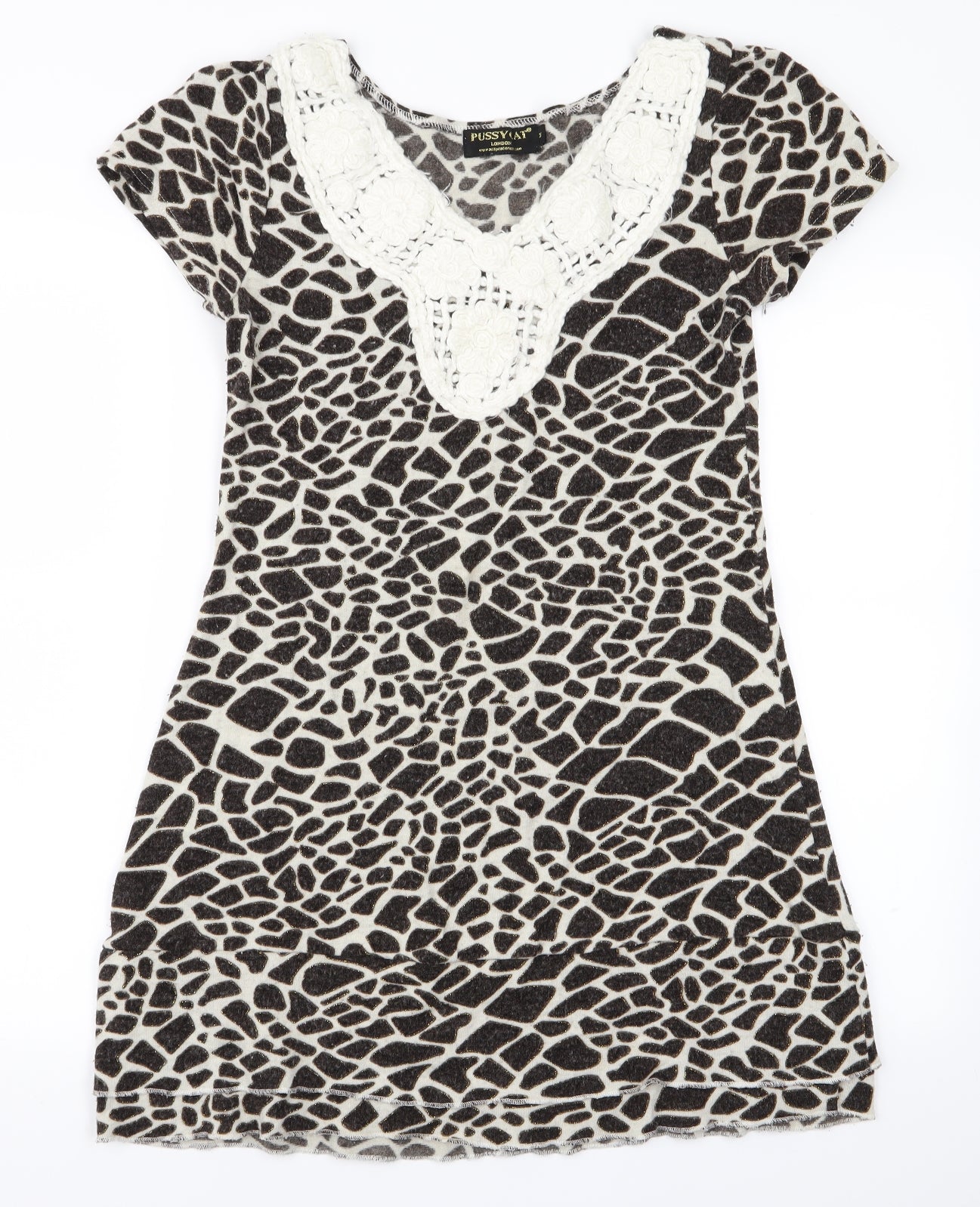 PussyCat Womens Brown Animal Print Knit A-Line  Size M