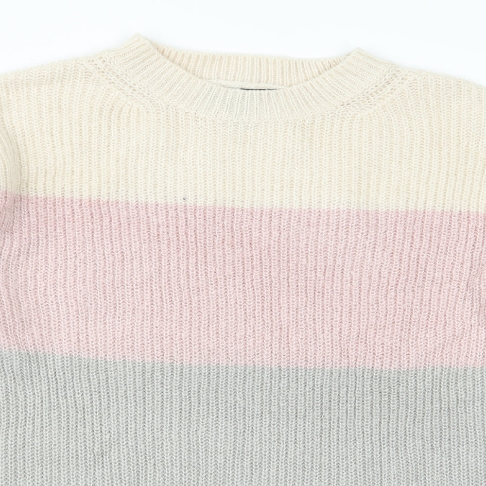 Primark Womens Purple Striped Knit Pullover Jumper Size M