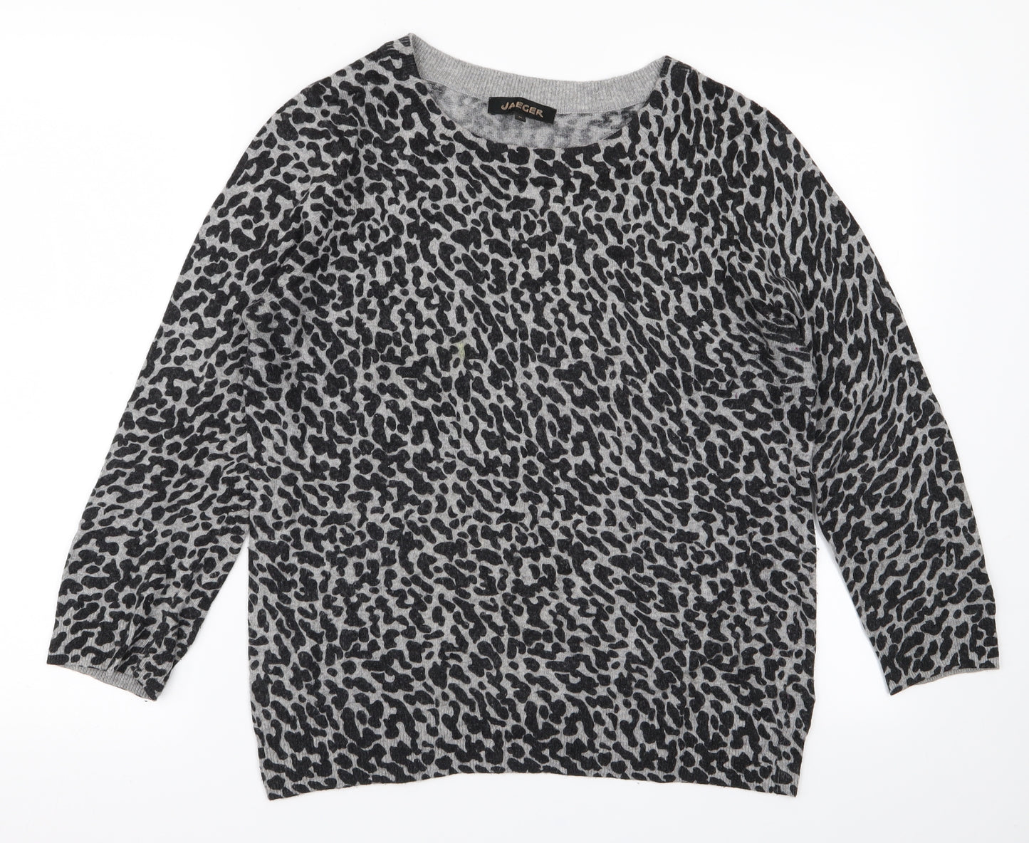 Jaeger Womens Grey Animal Print  Pullover Jumper Size M