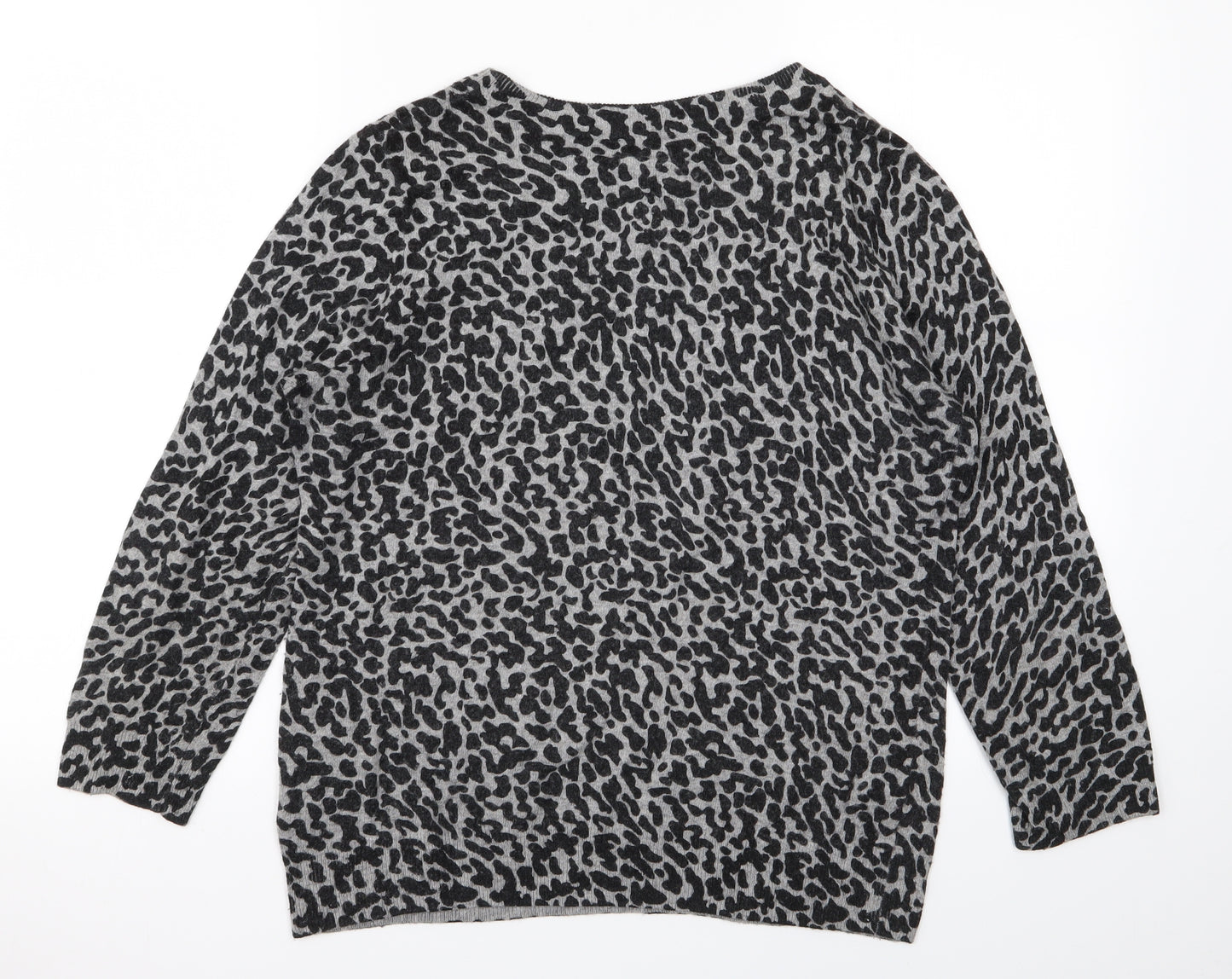 Jaeger Womens Grey Animal Print  Pullover Jumper Size M