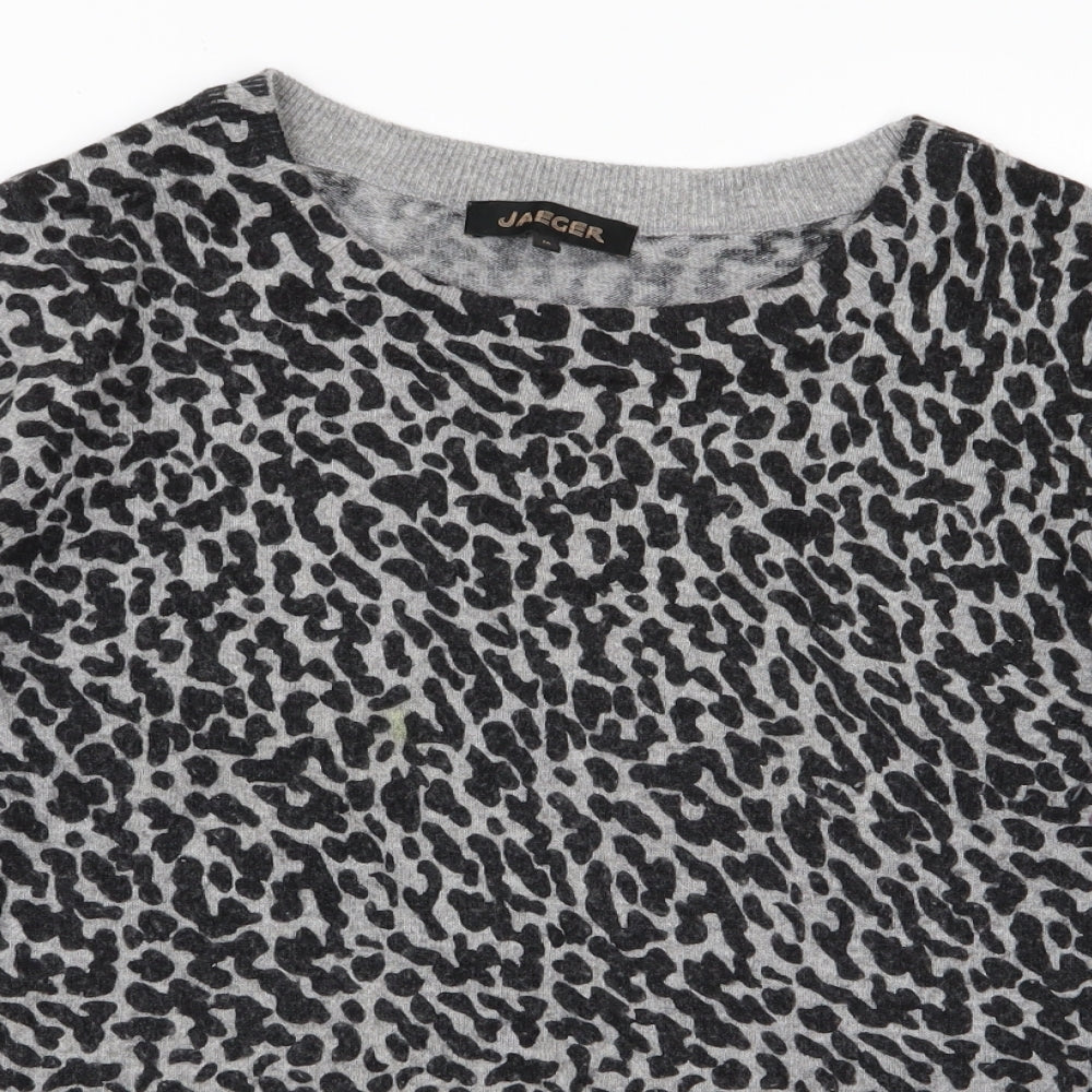 Jaeger Womens Grey Animal Print  Pullover Jumper Size M