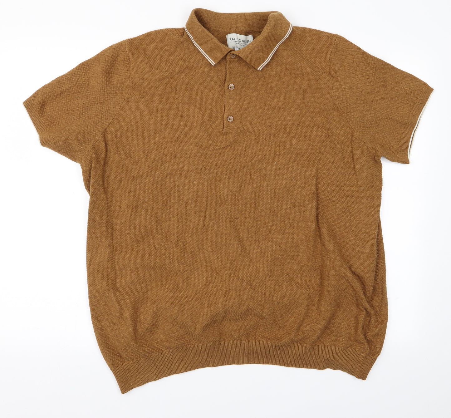 Racing Green Mens Brown  Knit  Polo Size XL