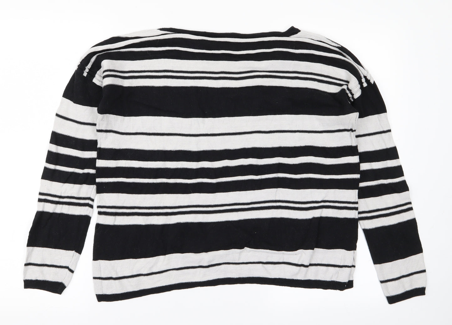 NEXT Womens Black Striped  Basic T-Shirt Size 12