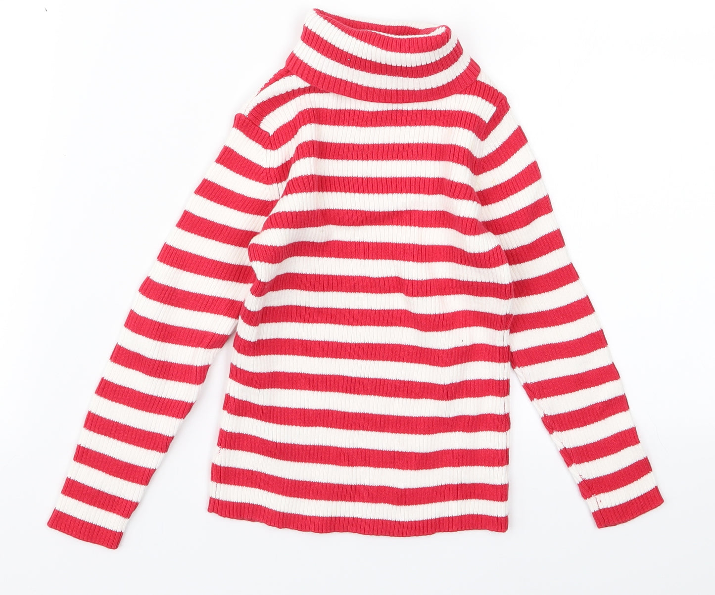 George Girls Red Striped Knit Pullover Jumper Size 3-4 Years