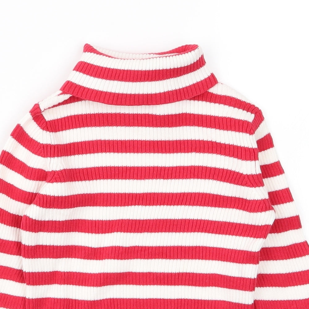 George Girls Red Striped Knit Pullover Jumper Size 3-4 Years