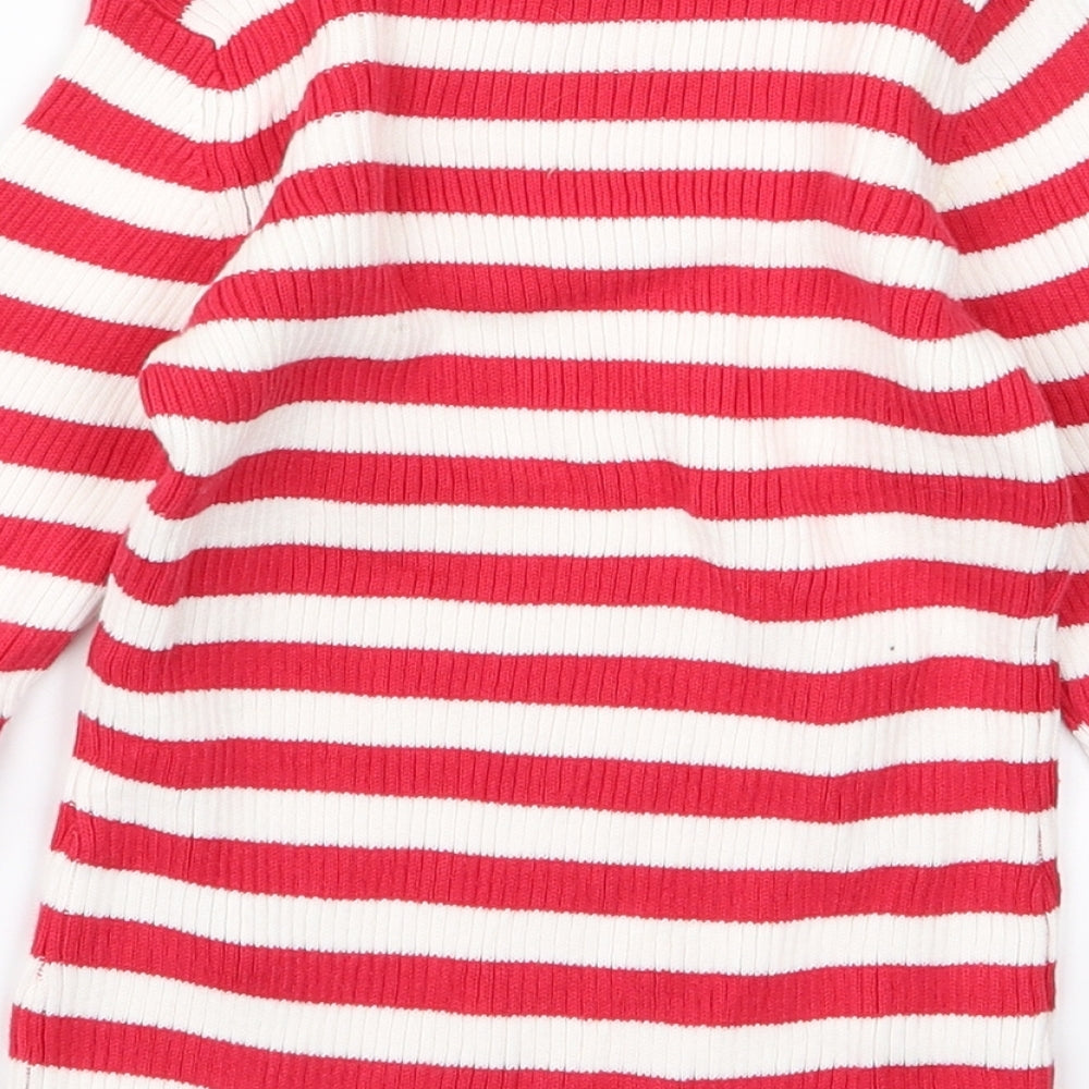 George Girls Red Striped Knit Pullover Jumper Size 3-4 Years