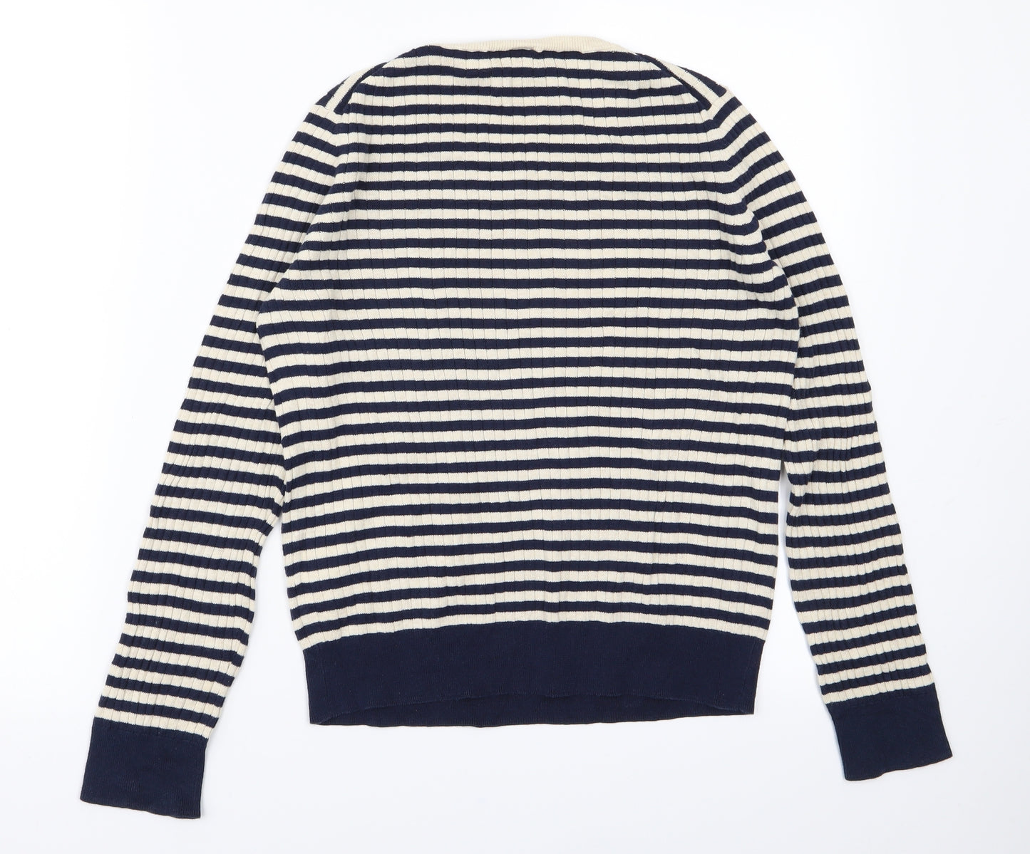 MUJI Womens Blue Striped Knit Pullover Jumper Size L