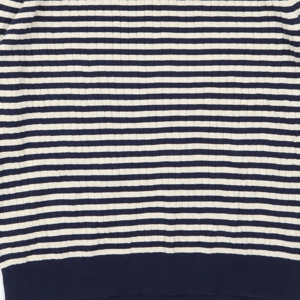 MUJI Womens Blue Striped Knit Pullover Jumper Size L