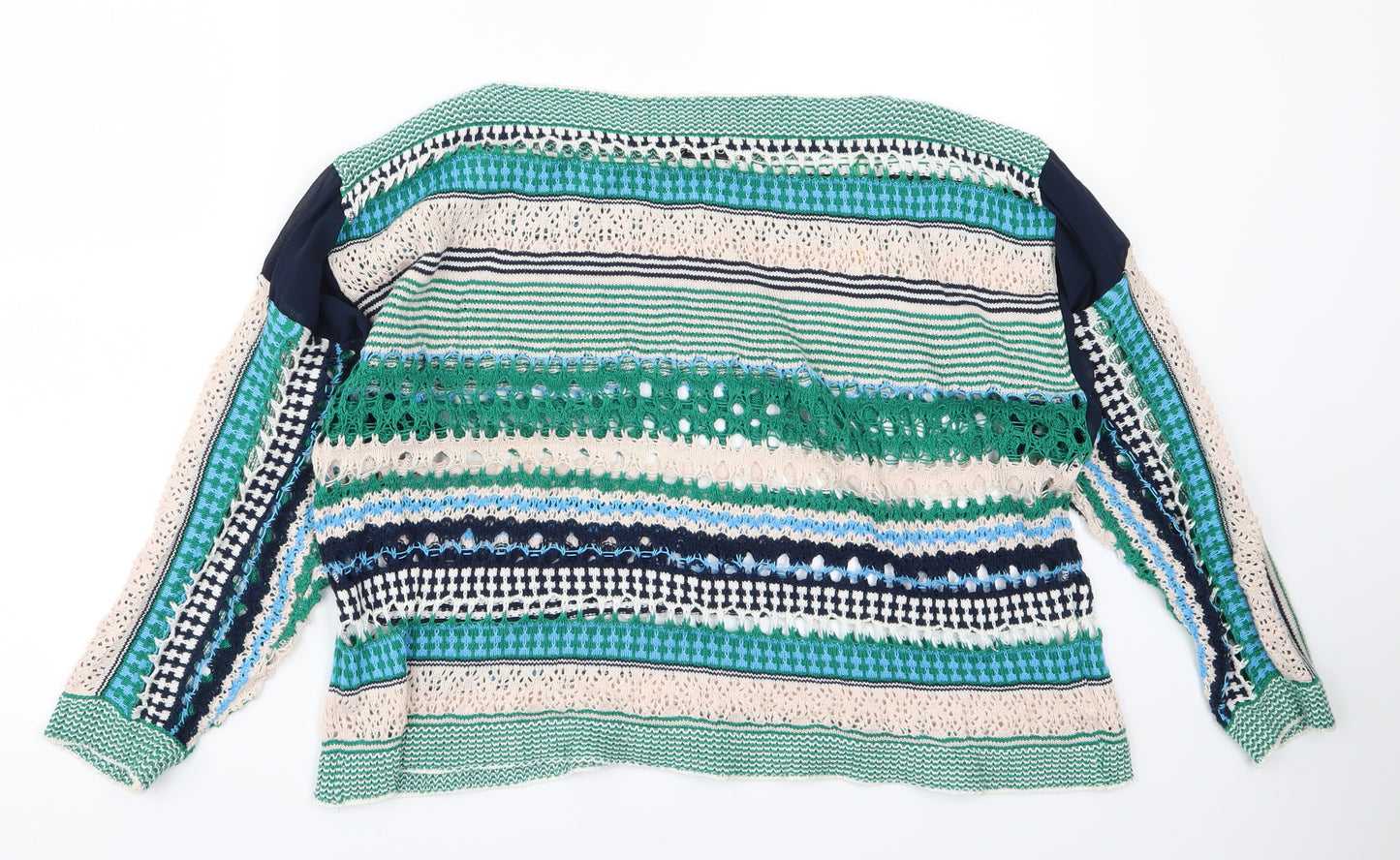 PINKO Womens Green Striped Knit Pullover Jumper Size S