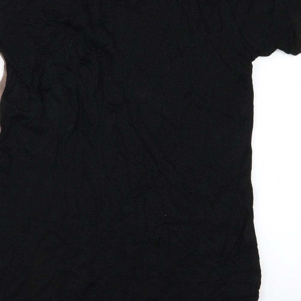 Afibel Womens Black Striped Knit Pullover Jumper Size 10