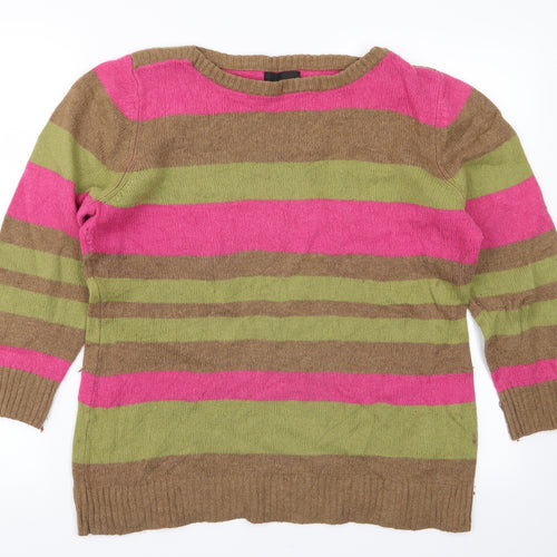 NEXT Womens Green Striped Knit Pullover Jumper Size 16