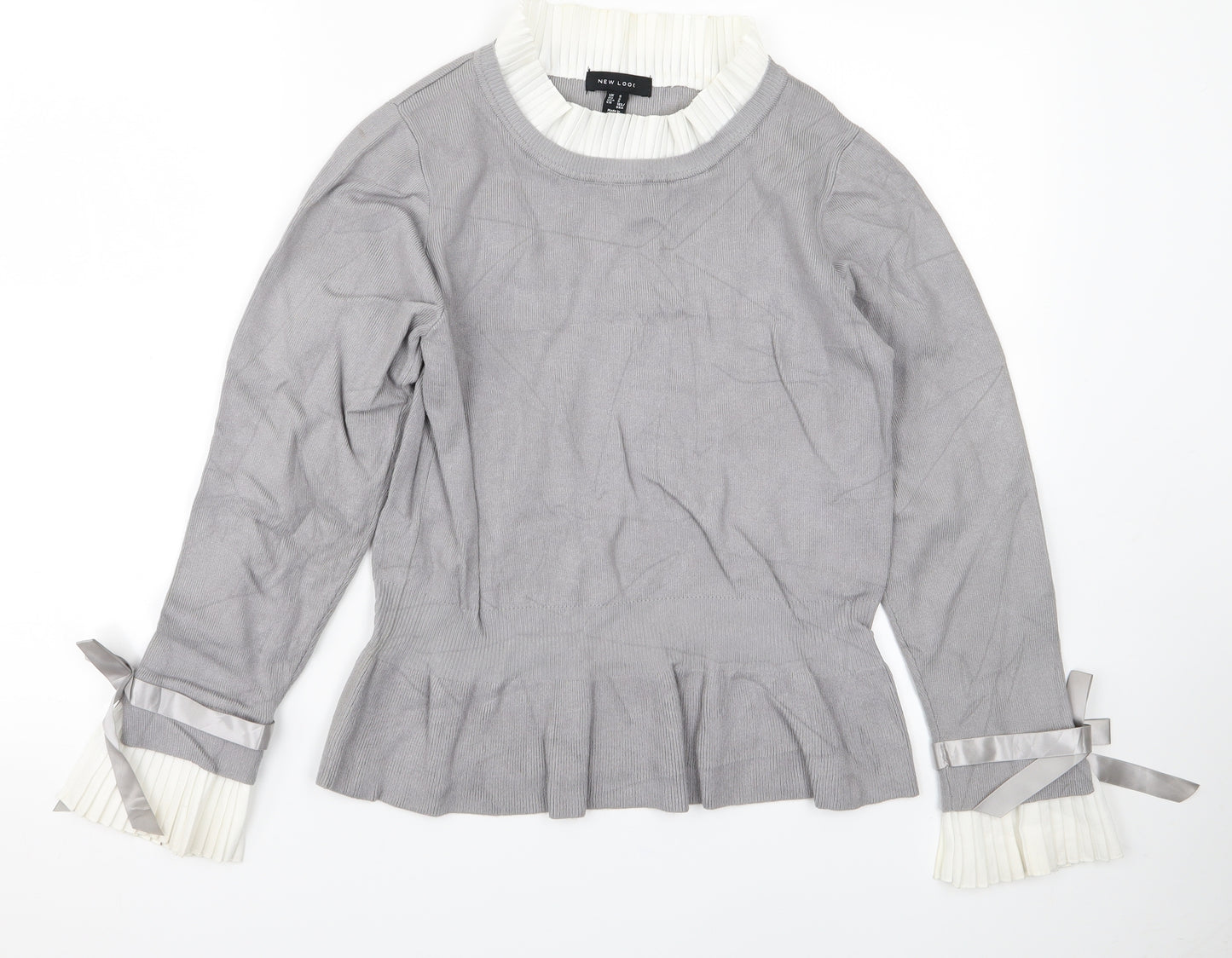 New Look Womens Grey  Knit Pullover Jumper Size S
