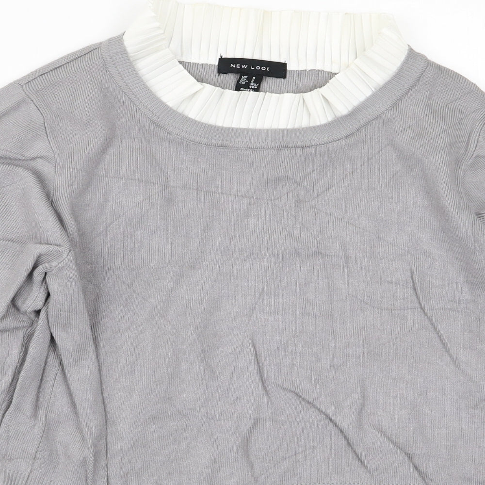 New Look Womens Grey  Knit Pullover Jumper Size S