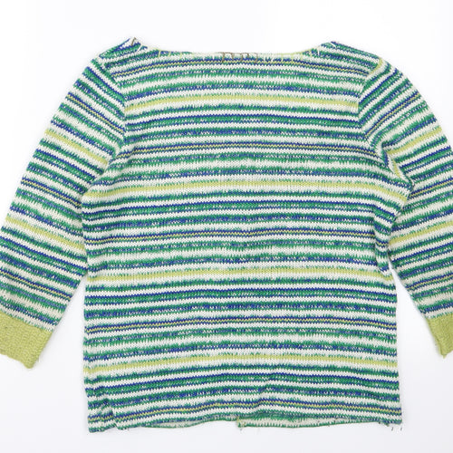 Per Una Womens Green Striped Knit Cardigan Jumper Size 16
