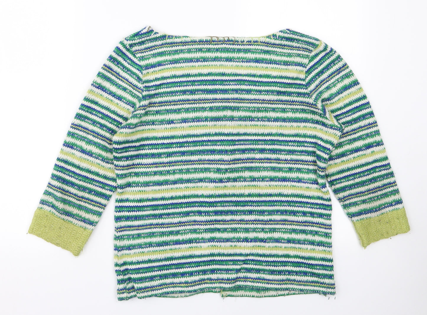 Per Una Womens Green Striped Knit Cardigan Jumper Size 16