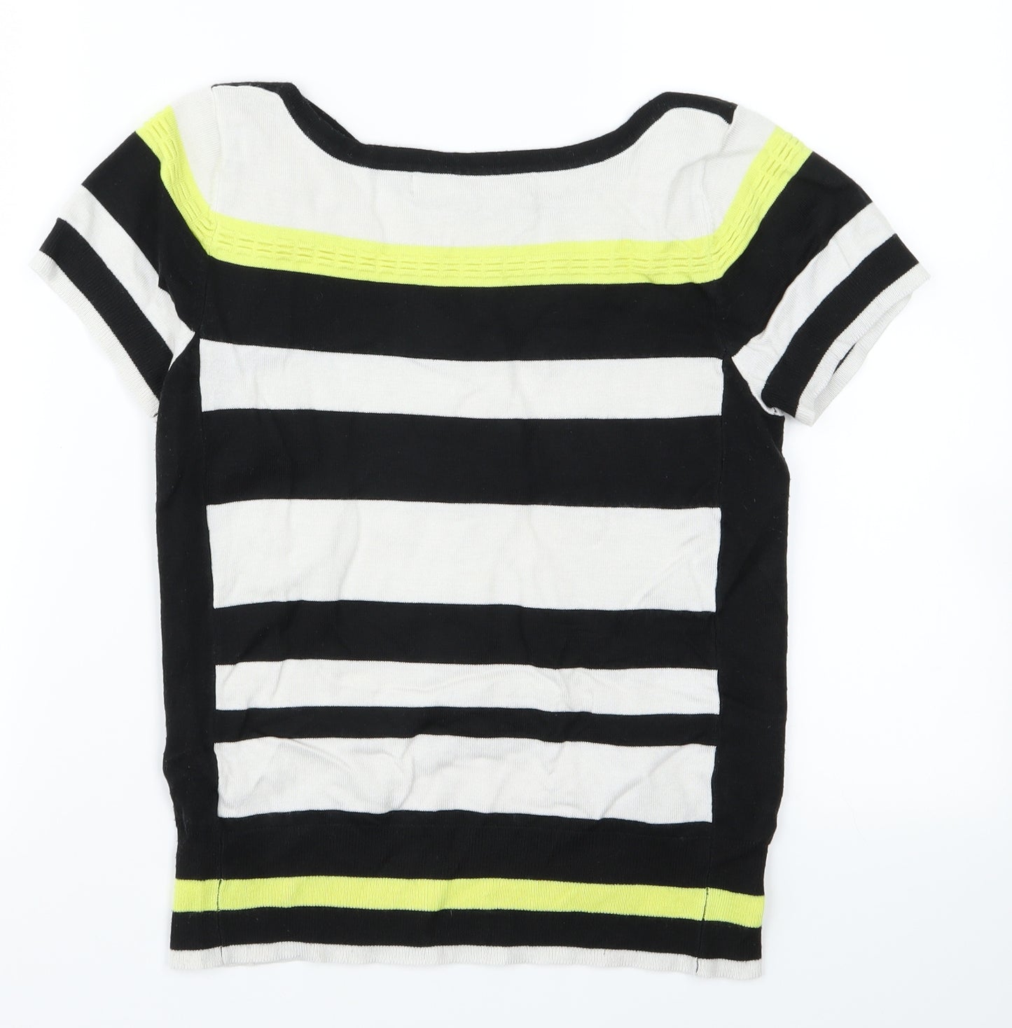 Principleas Womens Black Striped Knit Pullover Jumper Size 10