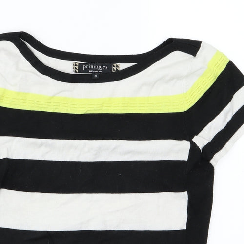Principleas Womens Black Striped Knit Pullover Jumper Size 10