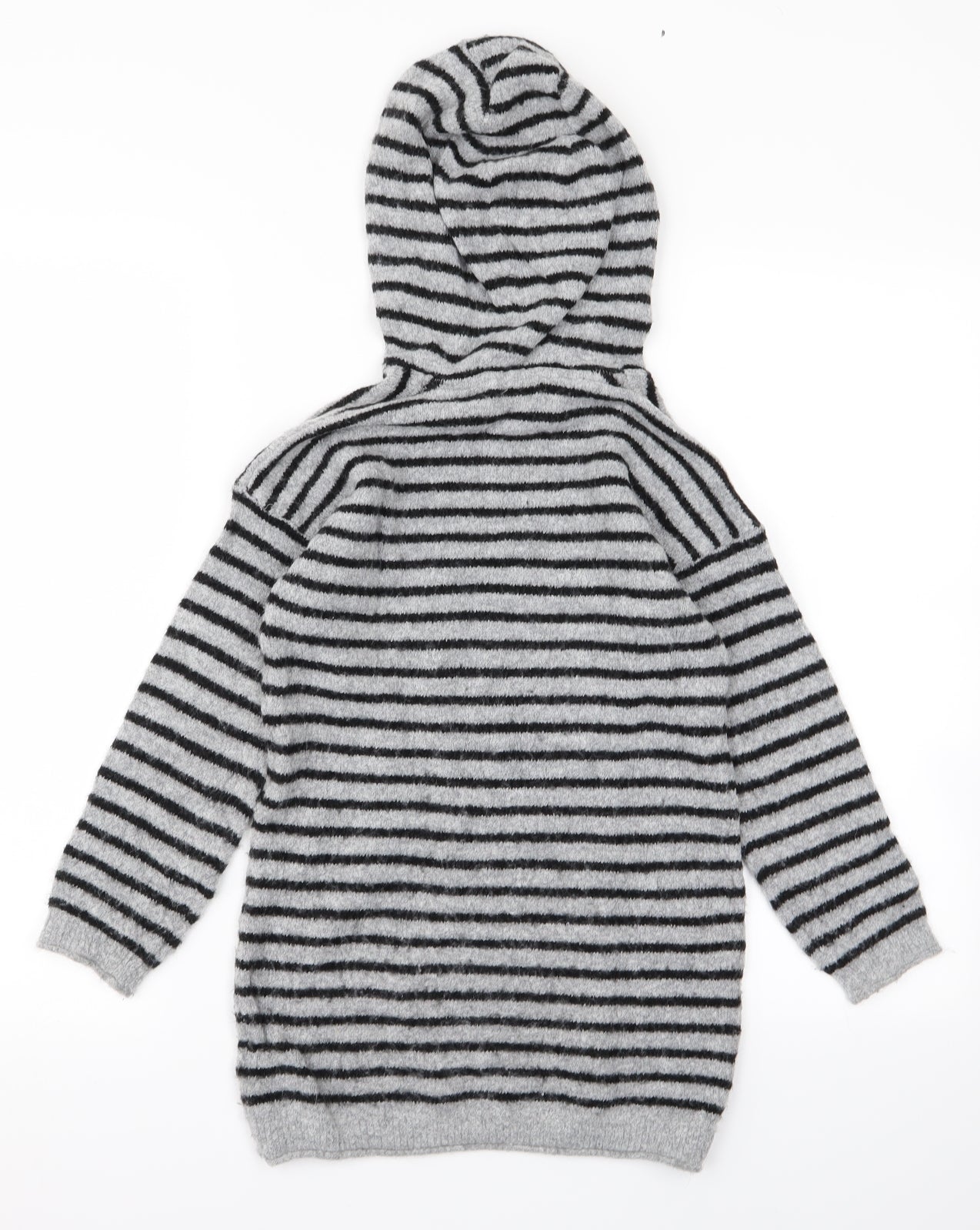 NEXT Boys Grey Striped  Pullover Hoodie Size 7 Years