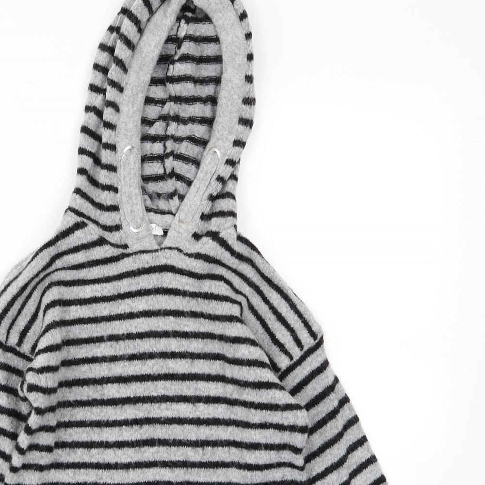 NEXT Boys Grey Striped  Pullover Hoodie Size 7 Years