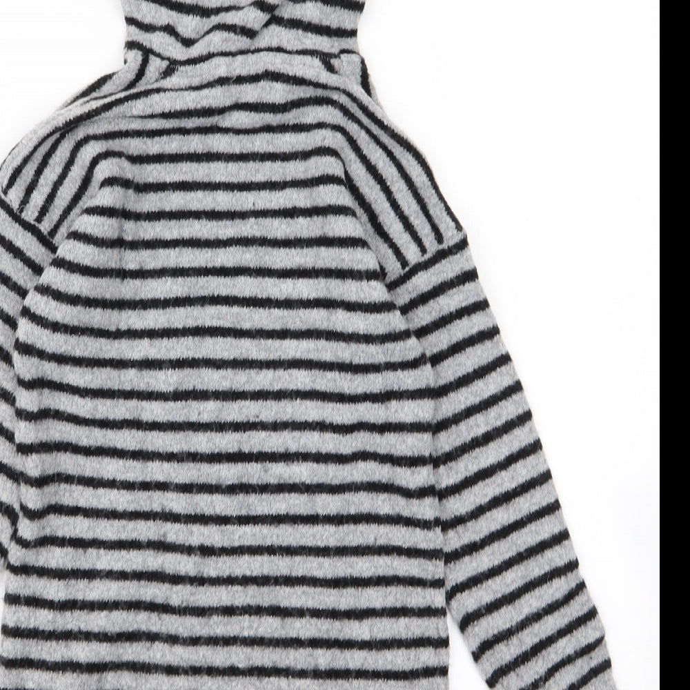 NEXT Boys Grey Striped  Pullover Hoodie Size 7 Years