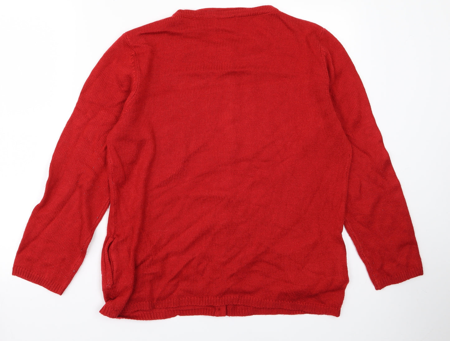 Damart Womens Red  Knit Cardigan Jumper Size 14