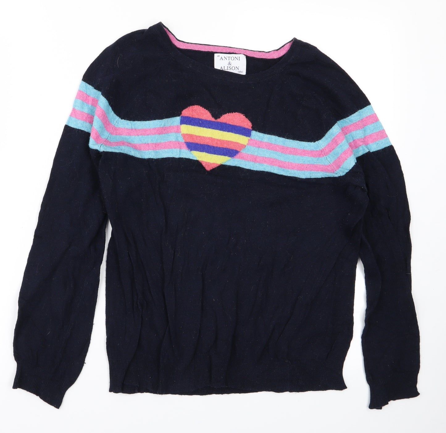 Antoni & Alison Womens Blue Striped Knit Pullover Jumper Size XL