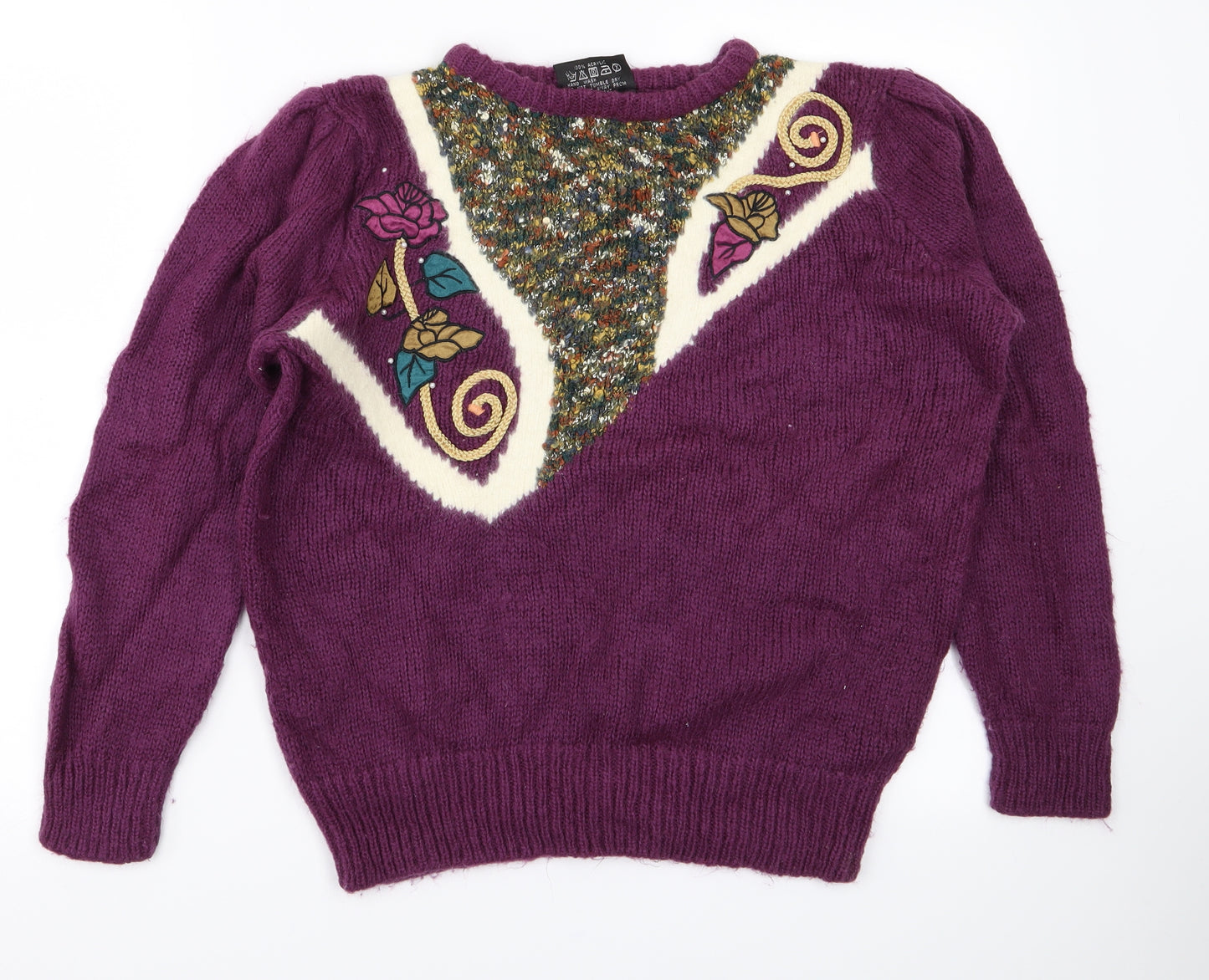 Paramour Womens Purple  Knit Pullover Jumper One Size