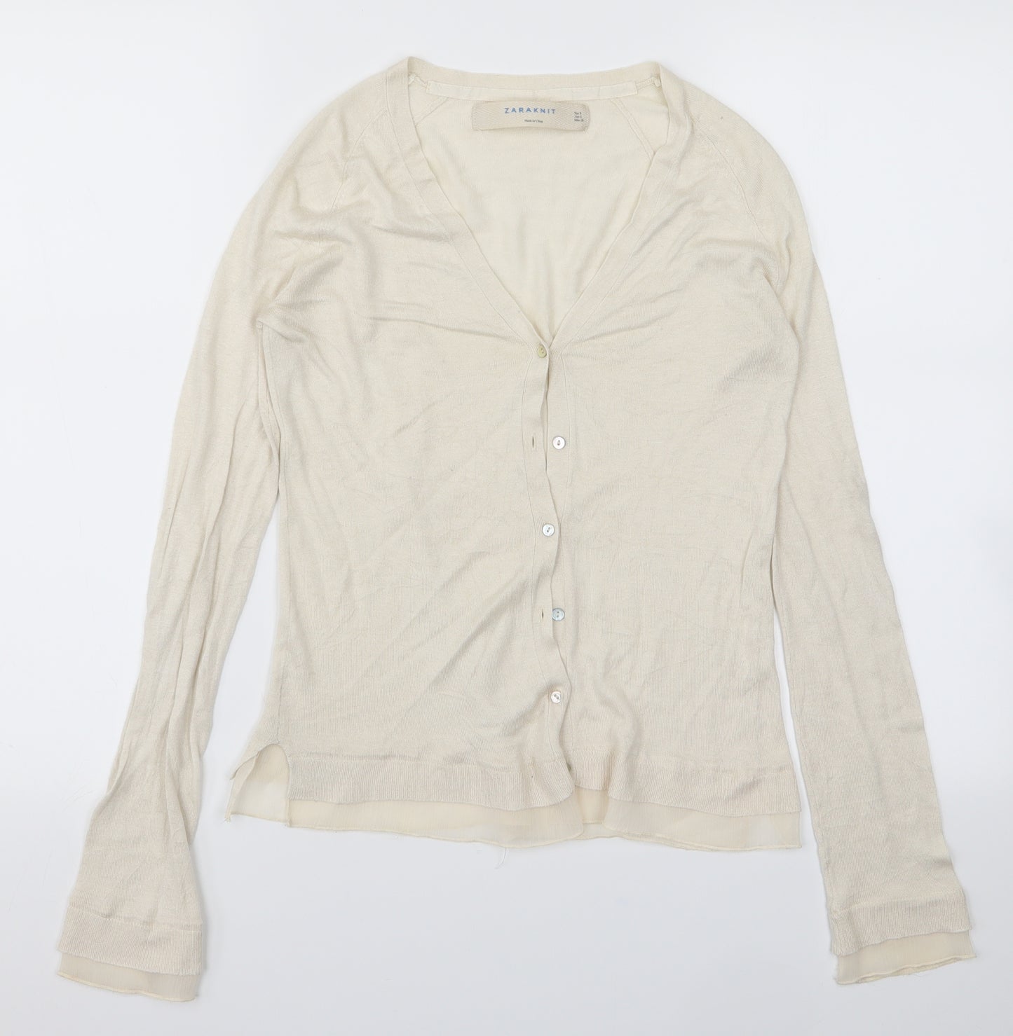 Zara Womens Ivory  Knit Cardigan Jumper Size S