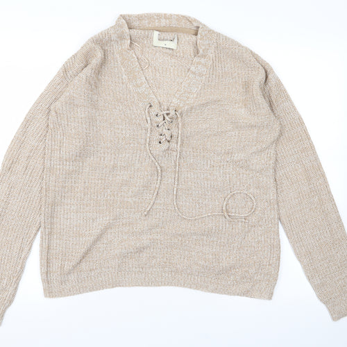 Preworn Womens Beige  Knit Pullover Jumper Size M