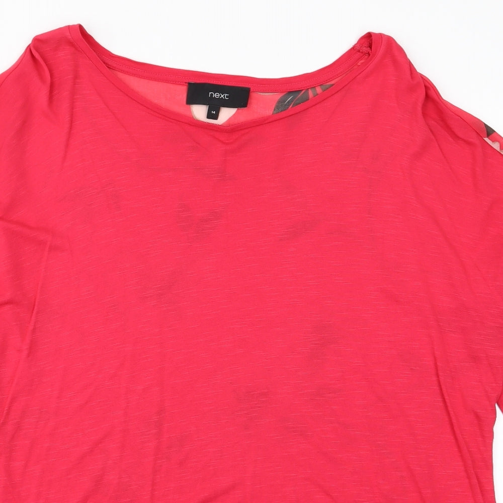 NEXT Womens Pink Floral  Basic T-Shirt Size 14