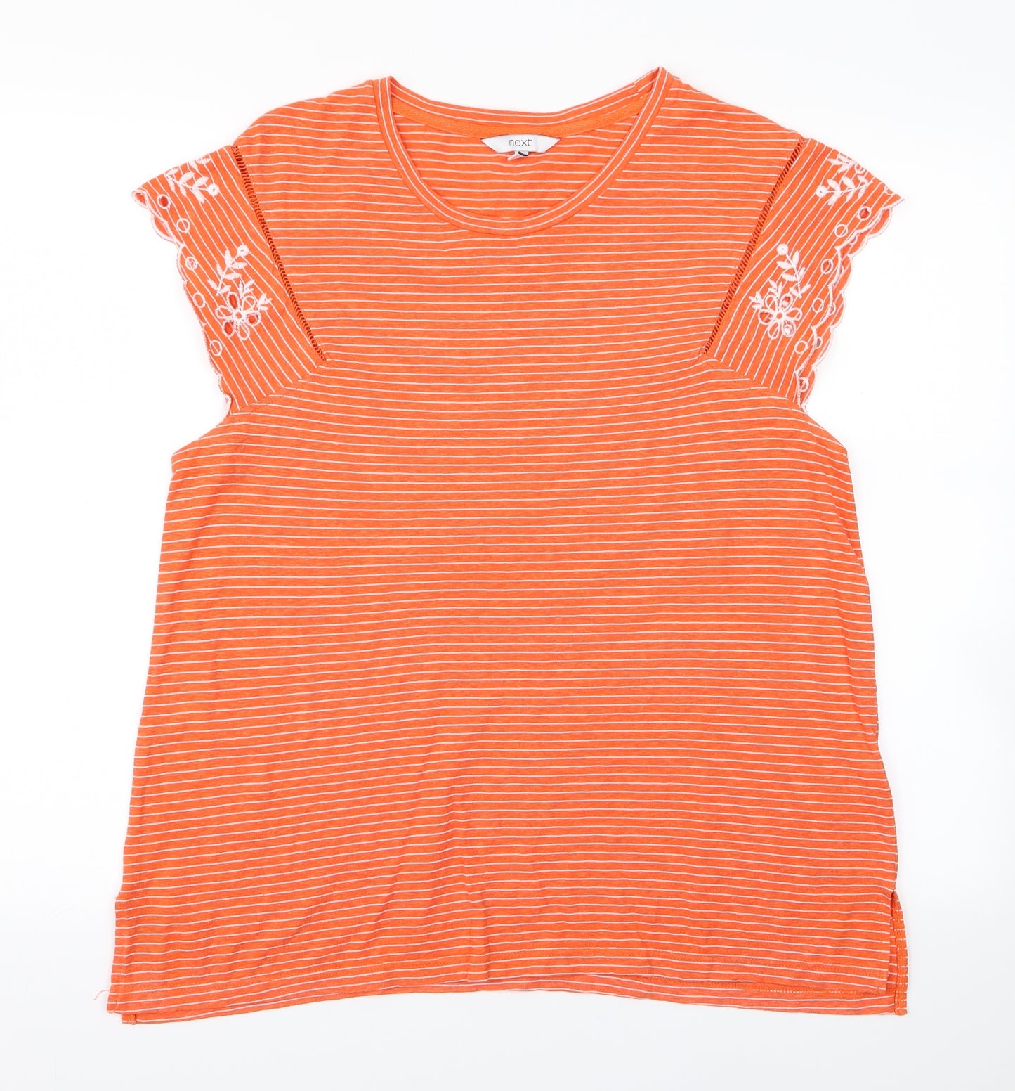 NEXT Womens Orange Striped  Basic T-Shirt Size 16