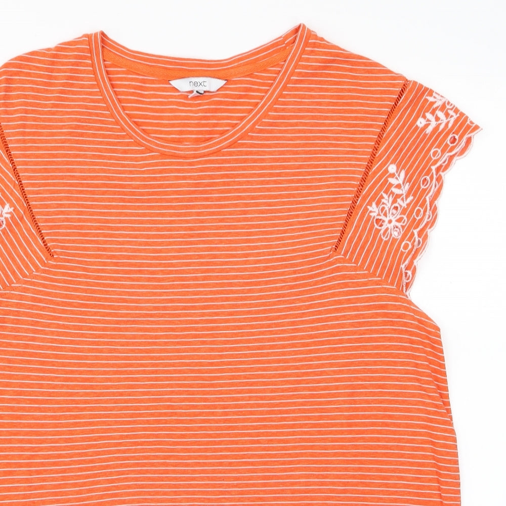 NEXT Womens Orange Striped  Basic T-Shirt Size 16