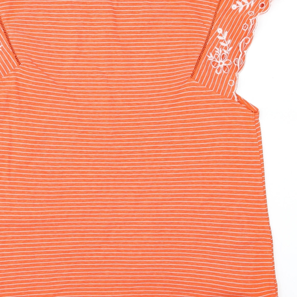 NEXT Womens Orange Striped  Basic T-Shirt Size 16