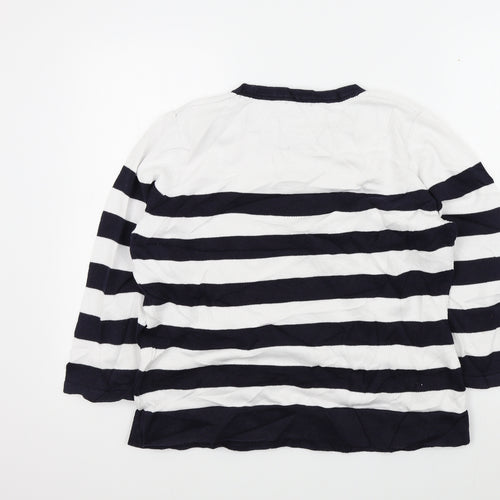 cc Womens White Striped  Pullover Jumper Size L