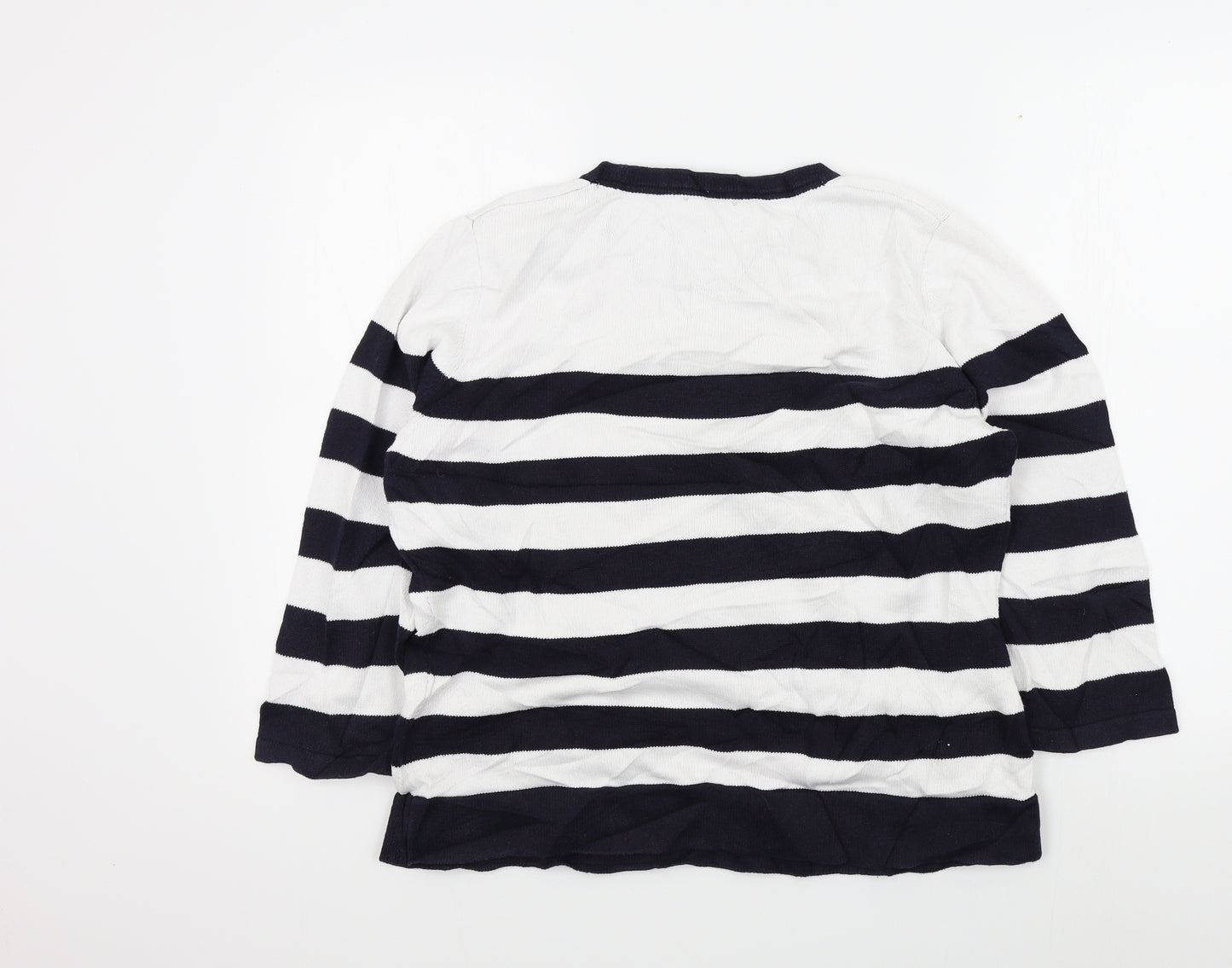 cc Womens White Striped  Pullover Jumper Size L