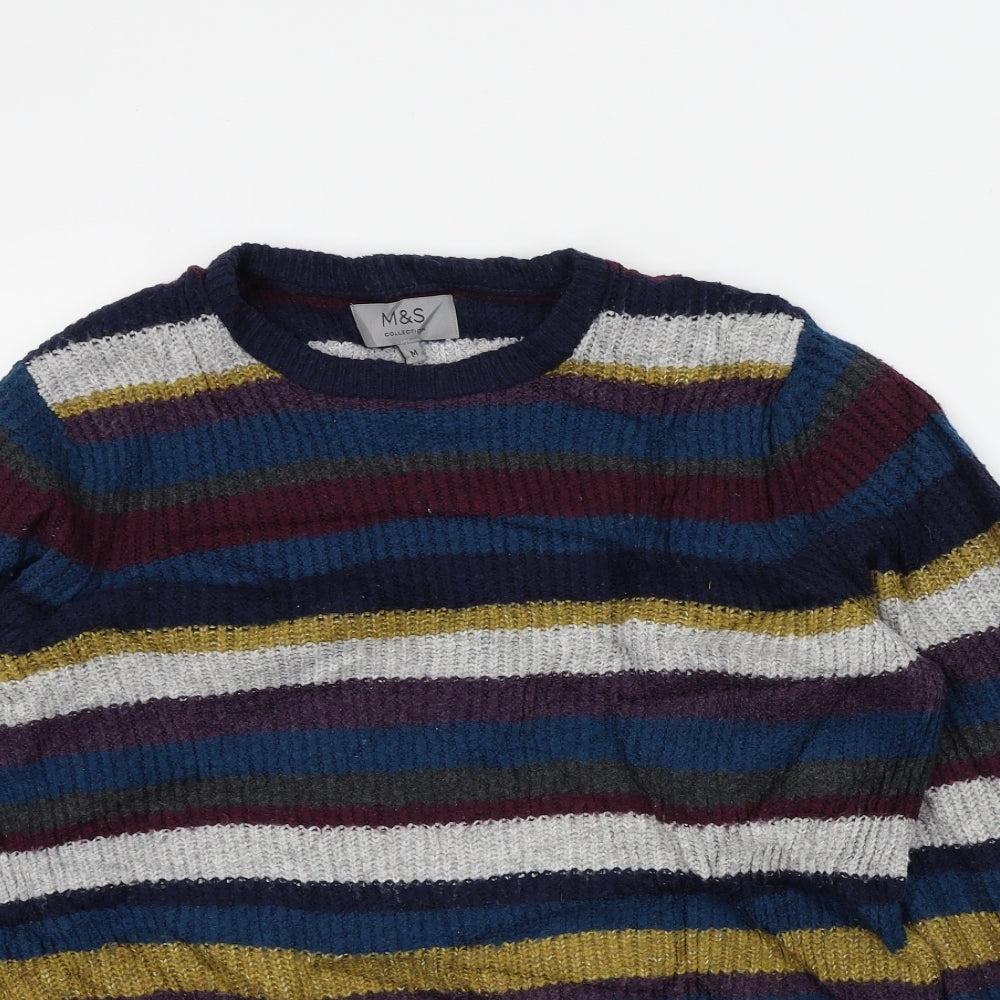 M&S Mens Multicoloured Striped  Pullover Jumper Size M