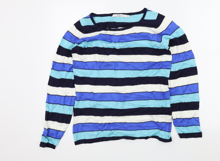 Isla Womens Blue Striped  Pullover Jumper Size 10