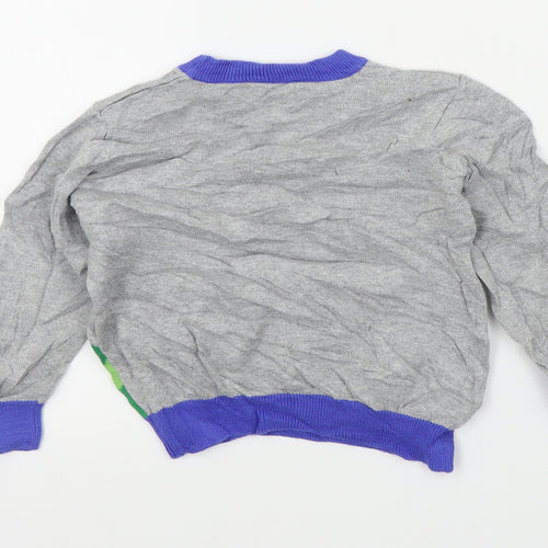 Nutmeg Boys Grey Colourblock  Pullover Jumper Size 36 Months  - dinasour