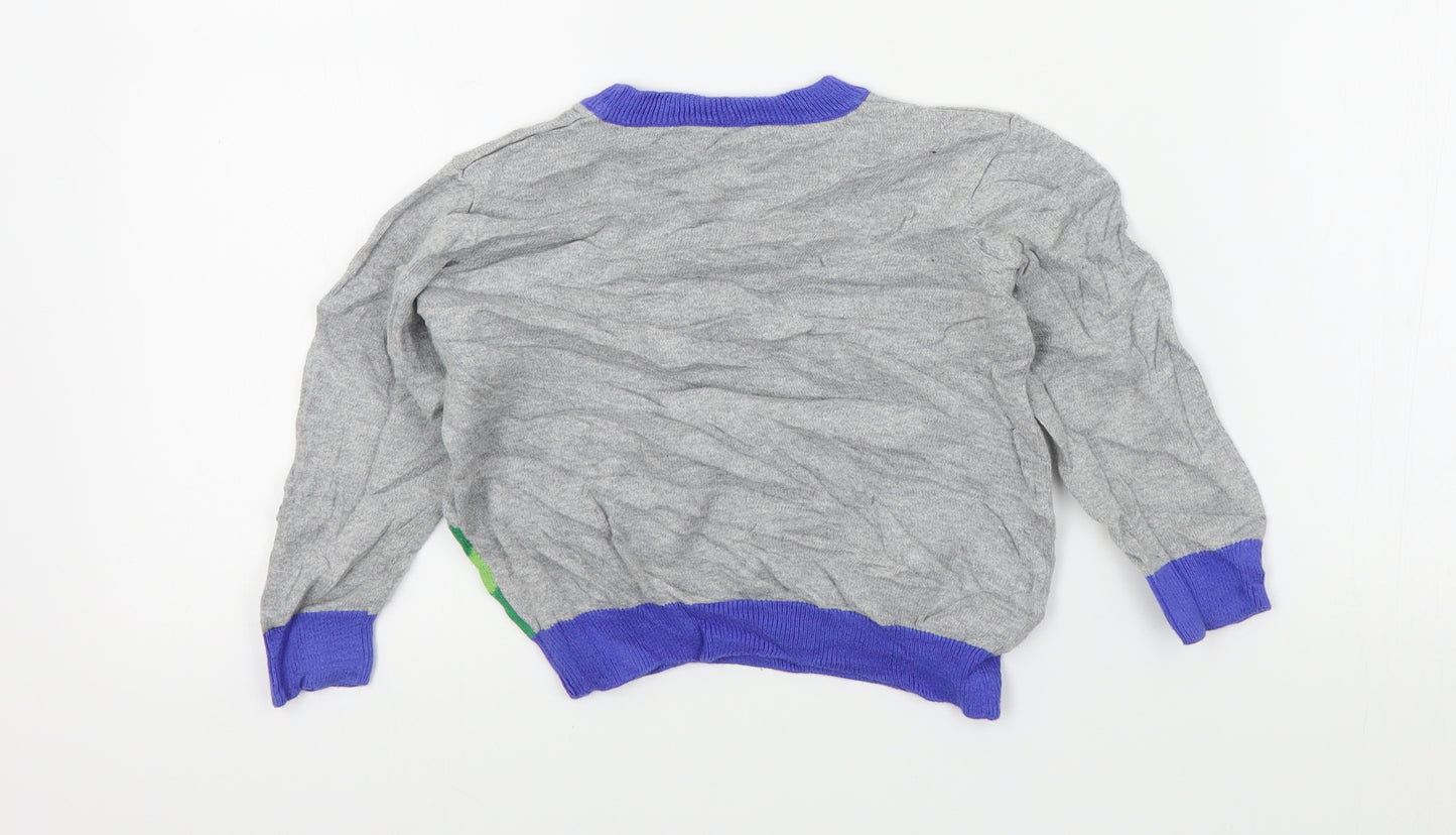 Nutmeg Boys Grey Colourblock  Pullover Jumper Size 36 Months  - dinasour