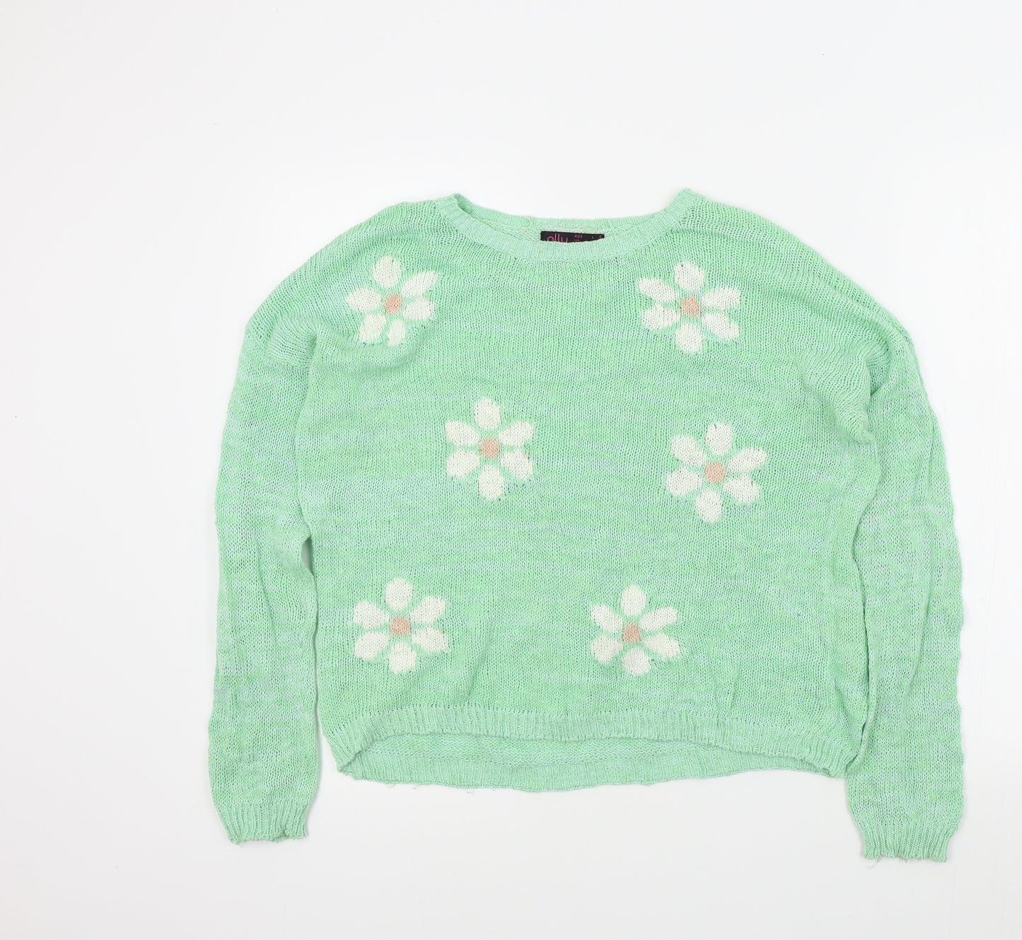 Ally Womens Green Floral  Pullover Jumper Size L