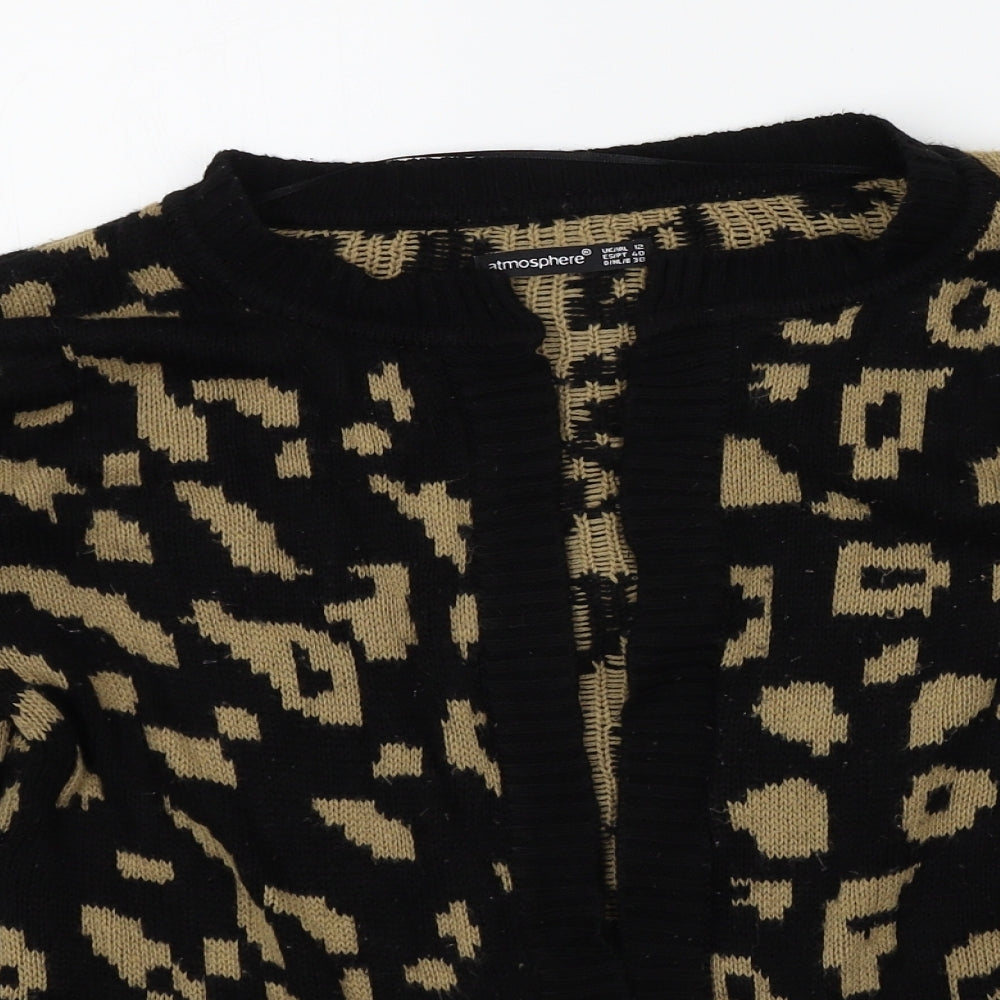 Primark Womens Black Geometric  Cardigan Jumper Size 12